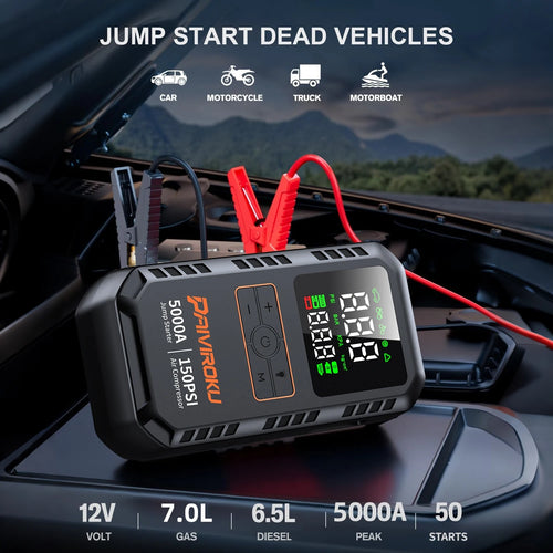 4 in 1 Car Jump Starter, Tyre Inflator & Powerbank