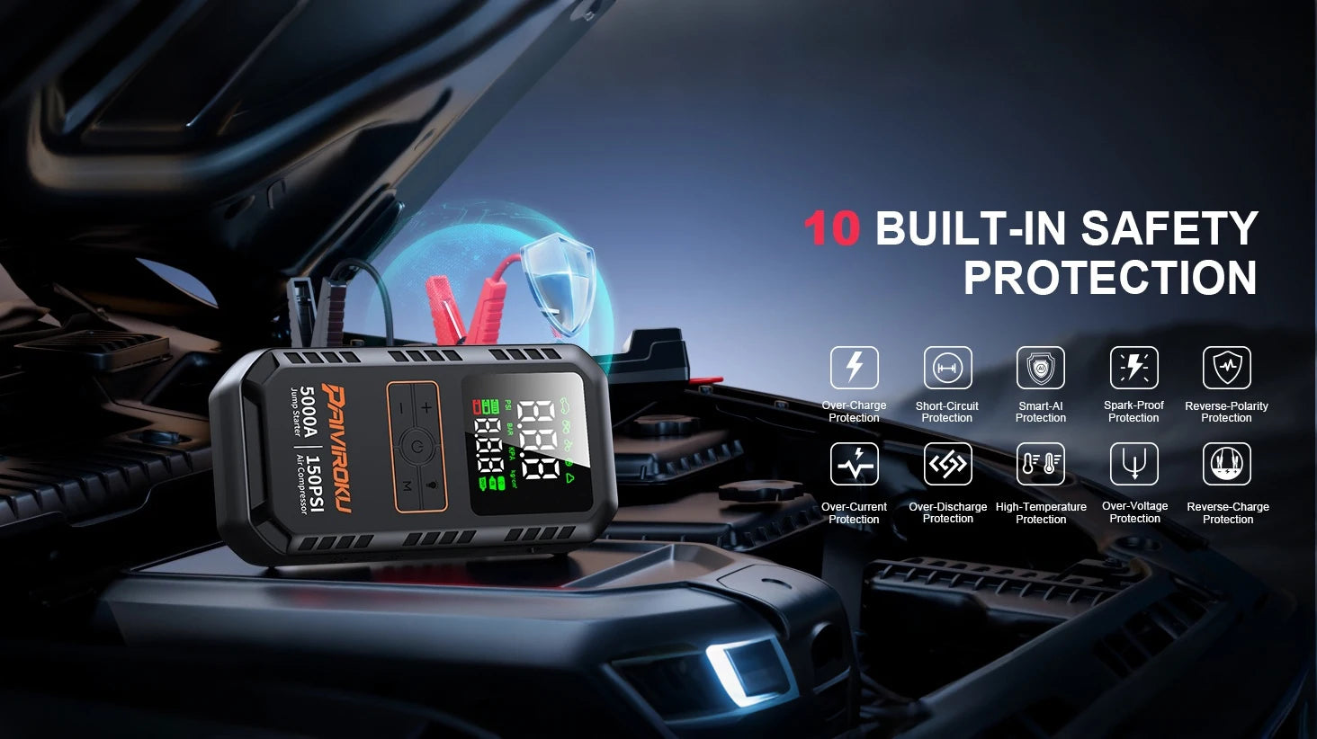 4 in 1 Car Jump Starter, Tyre Inflator & Powerbank