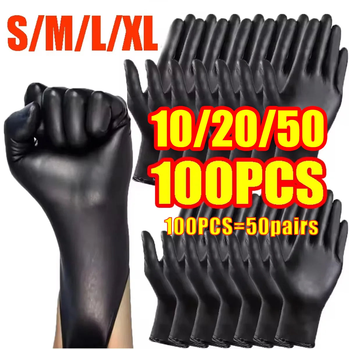 Black Vinyl Disposable Gloves