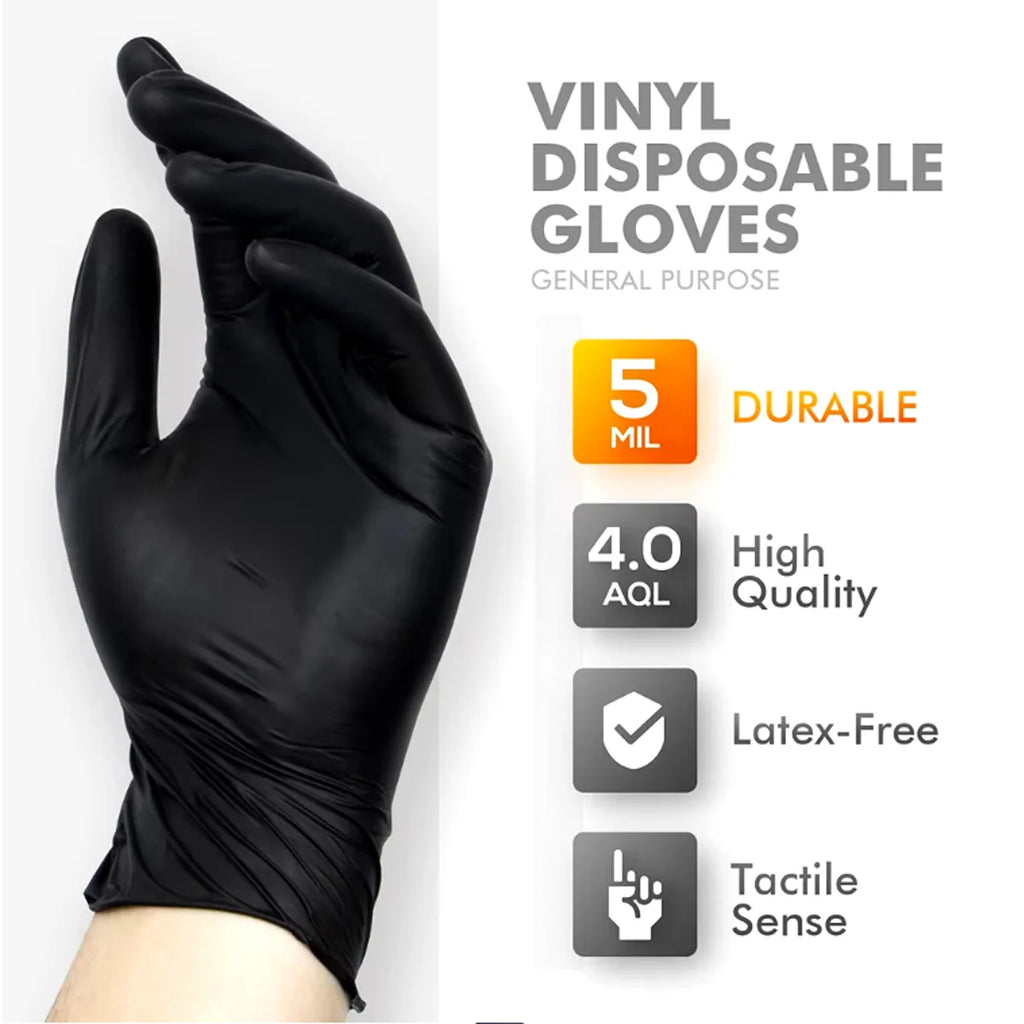Black Vinyl Disposable Gloves